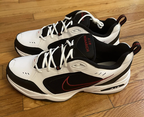 Nike Air Monarch IV Workout Sport Low Comfort Gym Trainer 415445 Wht/Blk/Red 7.5 - Picture 2 of 16