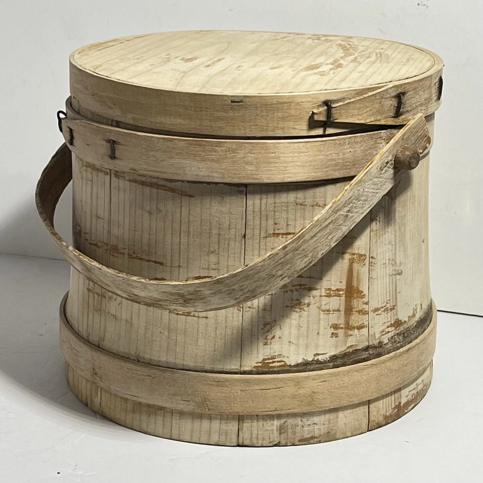 Balde de açúcar vintage Firkin cabo de balanço de madeira década de 1950 - Imagem 2 de 4