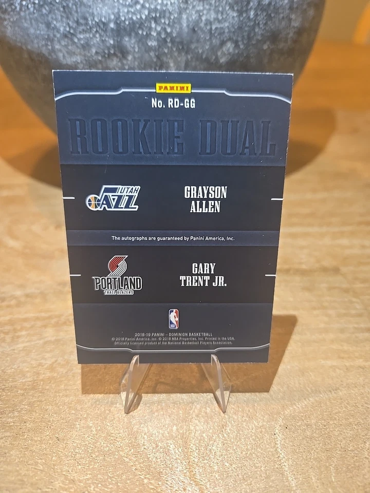 2018 Panini Dominion Gary Trent Jr Grayson Allen Gold Dual RC Auto /10 Bucks SSP - Image 2 of 2