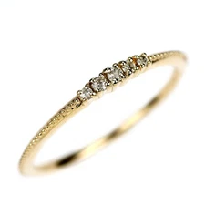 K10YG diamond ring 0.04ct - Auth free shipping from Japan- Auth SELBY_JAPAN