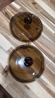 2  PYREX V-1-C V1C Round Amber Glass Replacement Lid 6.25 in Diameter