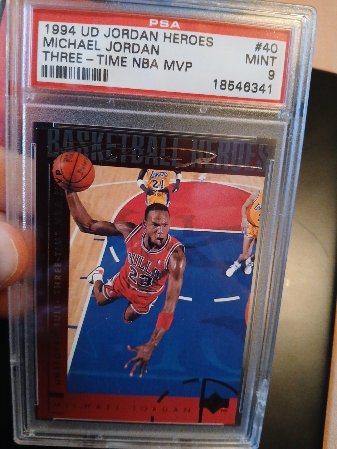 1994 Upper Deck Jordan Heroes Michael Jordan Three Time Mvp Psa 9 #40 view 2