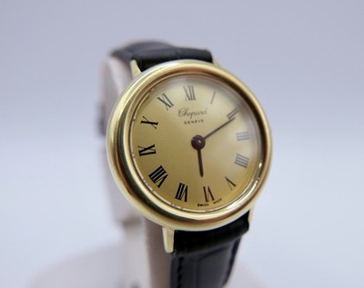 Chopard Geneve Damen Armbanduhr 750 Gold 18K römisch ZB neuem Lederarmband L.U.C