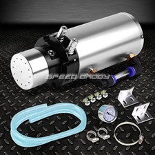 7"X2.5"BILLET ALUMINUM ENGINE OIL CATCH RESERVOIR BREATHER TANK/CAN+GAUGE SILVER