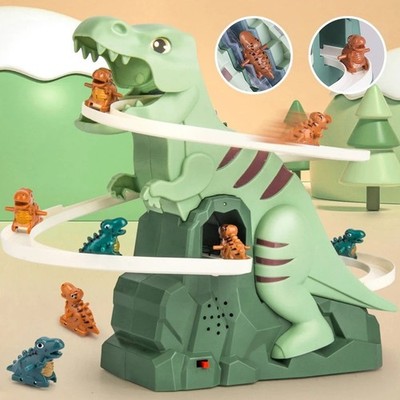 Dinosaurier Kletterbahn Spielzeug elektrische Achterbahn Lichter & Musik 3 Dino Set