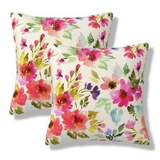 Watercolor Flowers Throw Pillow Covers Summer Spring Square Pillow Cases 18x1...