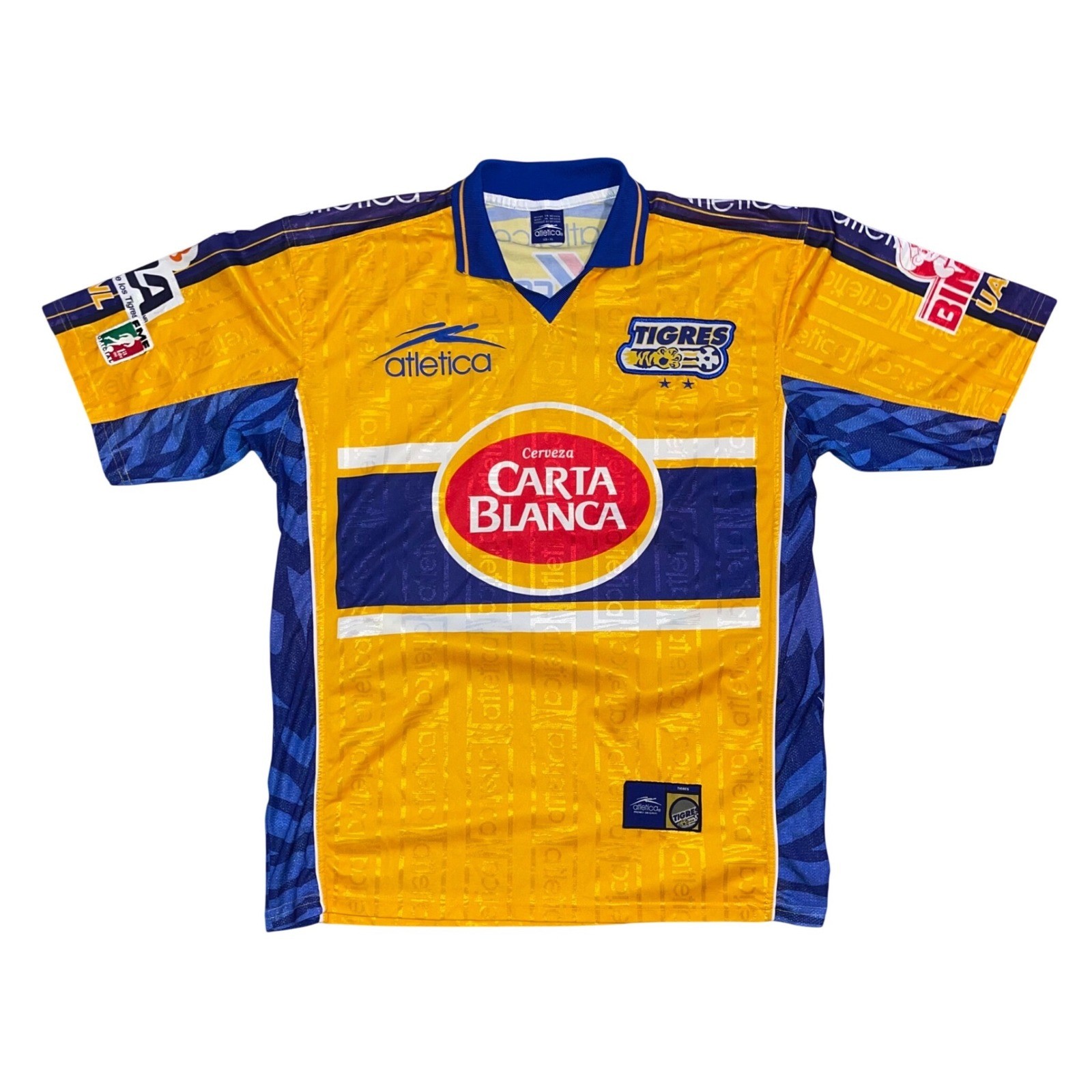 Vintage Atletica Tigres UANL Soccer Jersey XL Yellow Blue Carta Blanca Pepsi 15