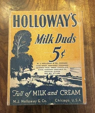 Vintage HOLLOWAY'S MILK DUDS Cardboard Store Display Box cow Full Milk & Cream