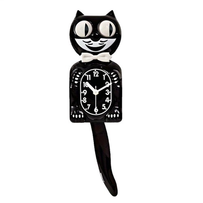 #ad CLASSIC BLACK KIT CAT CLOCK 15.5quot; Kit Cat Klock Vintage Cat Clock Swinging Tail $31.65
