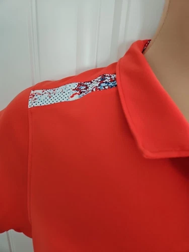 Ladies Pebble Beach Dry-Luxe Performance Golf Polo Shirt - Coral - Size XL - Picture 3 of 10