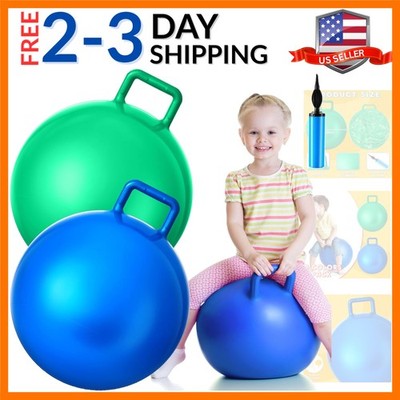 2 Pcs 18 Inch Big Bouncing Ball with Handle Jumping Hopper Bouncy Ball for Ad...