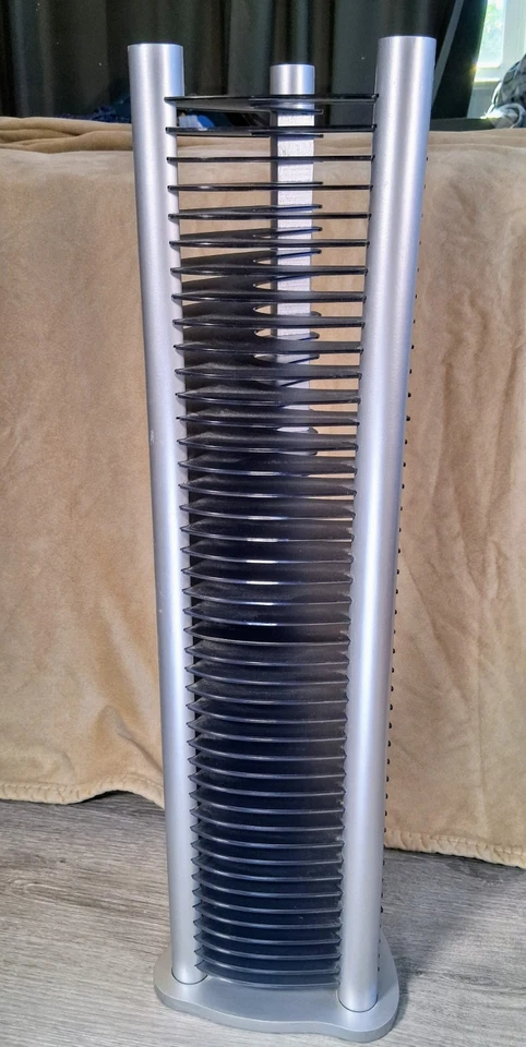 Soporte de Estante Torre 42 CD Atlántico Plata Azul 27" Futurista Moderno Retro Medios Foto 4 de 4