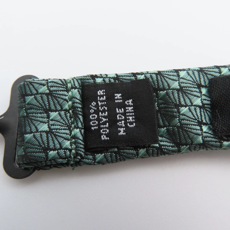 Pajarita Alfani verde negra a cuadros 2,5" de ancho pre corbata poliéster Foto 4 de 4