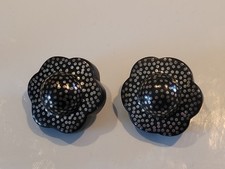 Couture 80's PATRICIA VON MUSULIN Ebony Sterling Modernist Flower Earrings