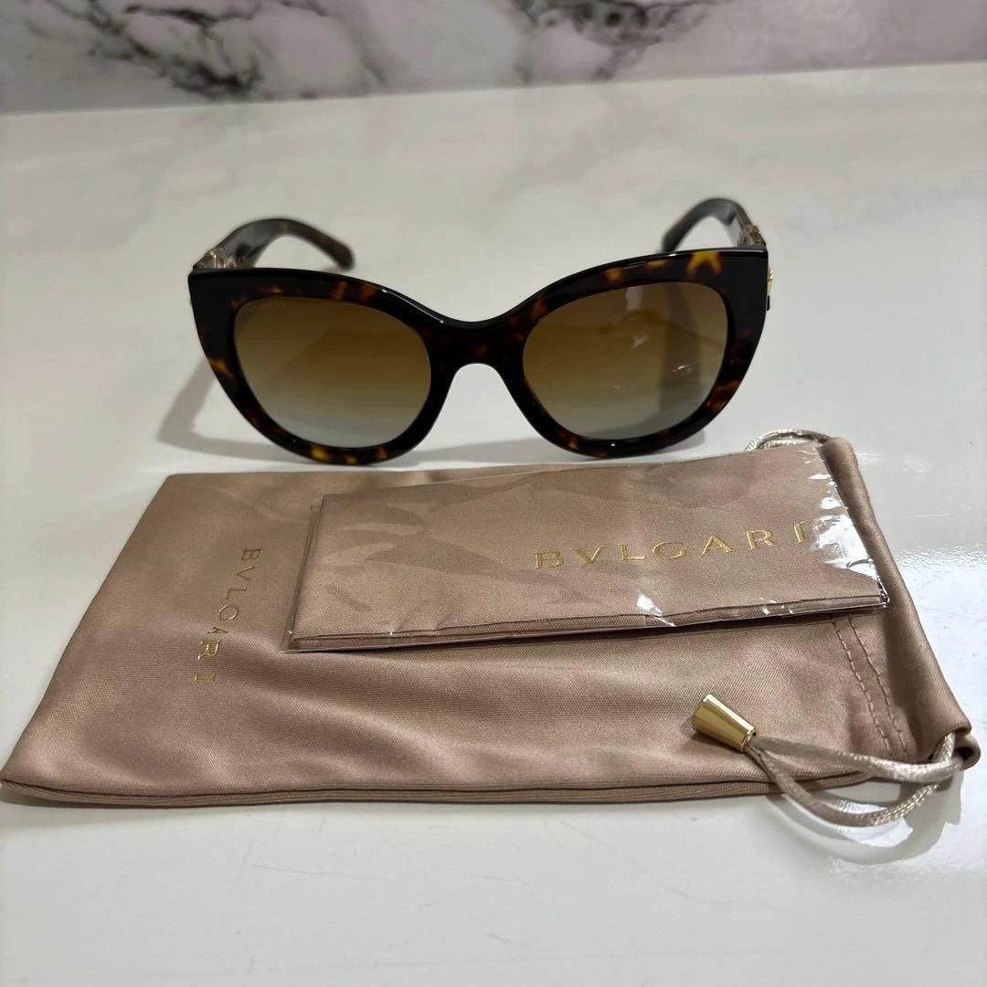 Bvlgari 8155 Serpenti Sunglasses Tortoise Shell Gold Enamel Cat Eye 504/13 57mm BVLGARI Serpenti VIPER BV8256 Brown Gold Crystal Mesh Metal  main image 4