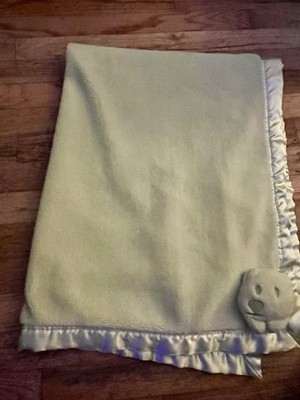 HTF Child of Mine Blanket Lovey Baby Green Satin Trim And Back w 3D Bear Carters