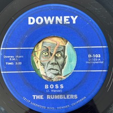 HEAR Rumblers 45 Boss / I Don't Need You DOWNEY rockabilly tittyshaker surf