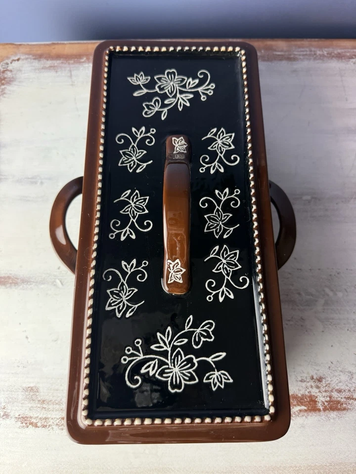 Sartén de cerámica de encaje floral Temp-tations by Tara con tapa, bandeja de goteo y cubierta Foto 4 de 4