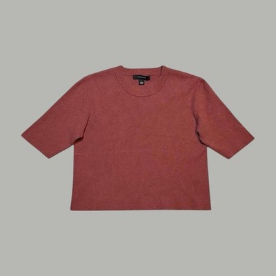 cropped dusty rose knit minimalist short sleeve fall sweater top Atmosphere L