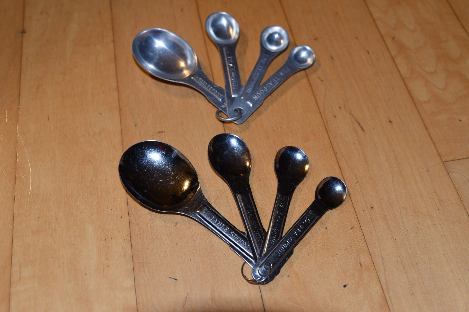 Vintage Aluminum Nesting Measuring Spoons & Stainless Steel TBSP TSP 1, 1/2, 1/4