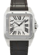 Cartier Santos100 MM W20106X8 H44xW33mm Silver Dial Stainless Steel Box #T158