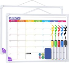 MaxGear Monthly Calendar Dry Erase Board for Wall, 16"x12" Small Hanging Double-