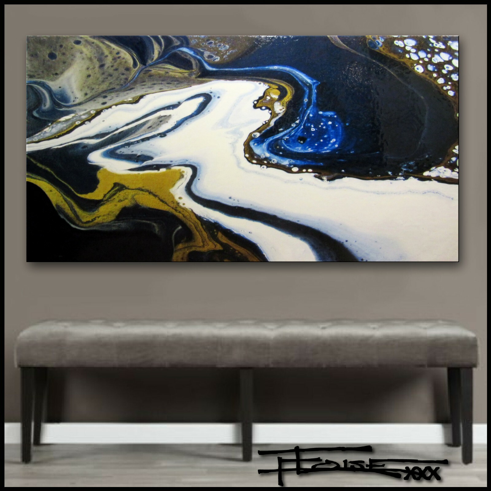 Abstract Painting RESIN Canvas Wall Art Large Framed SIGNED US
