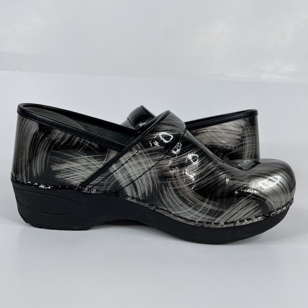 Dansko Women XP 2.0 Clogs Silver Swirl Leather Comfort Nurse