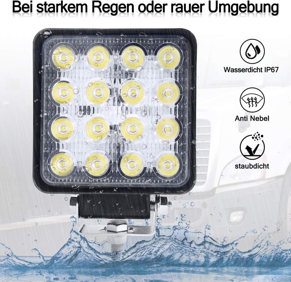 2X LED Arbeitsscheinwerfer KFZ 48W 12V/24V Auto Strahler Traktor Scheinwerfer