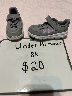 Under Armour Shoes Toddler 8 Little Girls Sneakers Gray/Purple