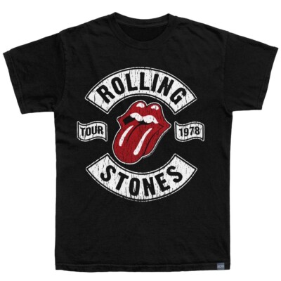 The Rolling Stones T-Shirt 1978 US North American Tour New Black License Merch
