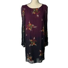 Sundance Dress Medium Ombre Vendenberg Boho Floral Sheer Flared Sleeves