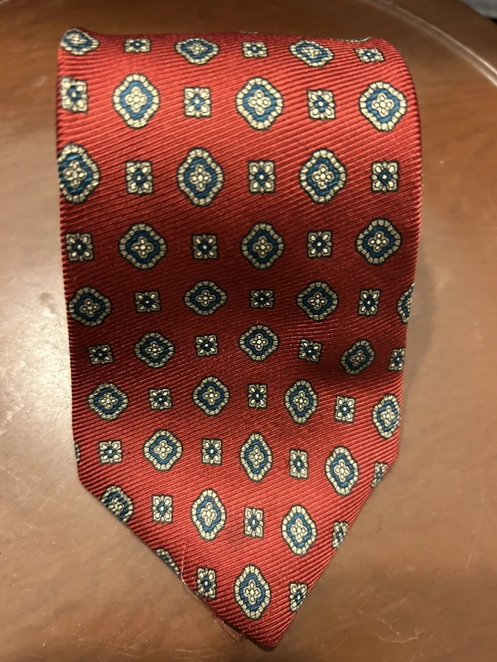 Corbata para hombre Don Loper Beverly Hills roja floral 100 % seda Foto 2 de 4