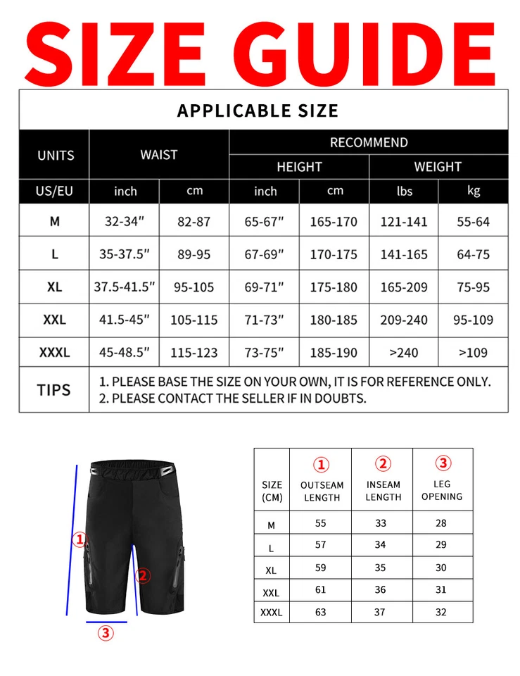 WOSAWE Men Baggy Cycling MTB Shorts Riding Lightweight Breathable Padding Shorts - Image 2 of 4