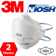 (2) TWO 3M Aura 9205+ N95 NIOSH Protective Disposable Face Mask *FREE SHIPPING*