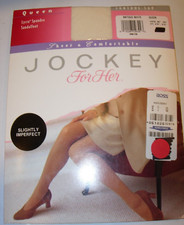 WOMENS JOCKEY FOR HER ANTIQUE WHITE BEIGE STOCKINGS PANTYHOSE NYLONS SIZE QUEEN