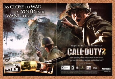 Call Of Duty 2 Xbox 360 Original 2004 Vintage Ad - Video Game Promo Wall Art