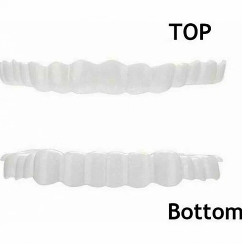 Snap On Upper&Bottom Set False Teeth Dental Veneers Denture Tooth Cover Silicone - Bild 9 von 14