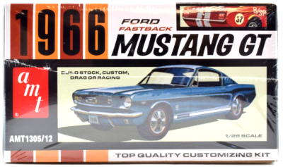 AMT 1966 Ford Mustang GT Fastback 2+2 1:25 Scale Plastic Model Car