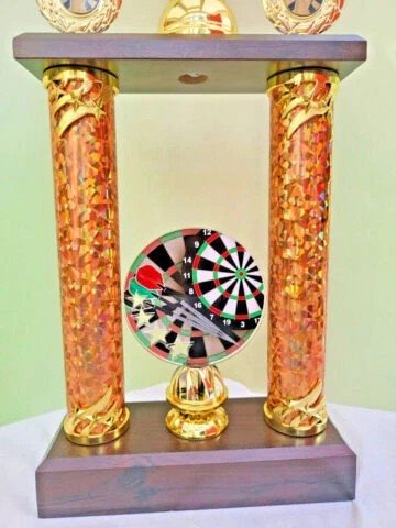 Säulenpokal Pokal Pokale Dart Darts Steel Dart oder E-Dart 2 gold Wanderpokal - Bild 7 von 9