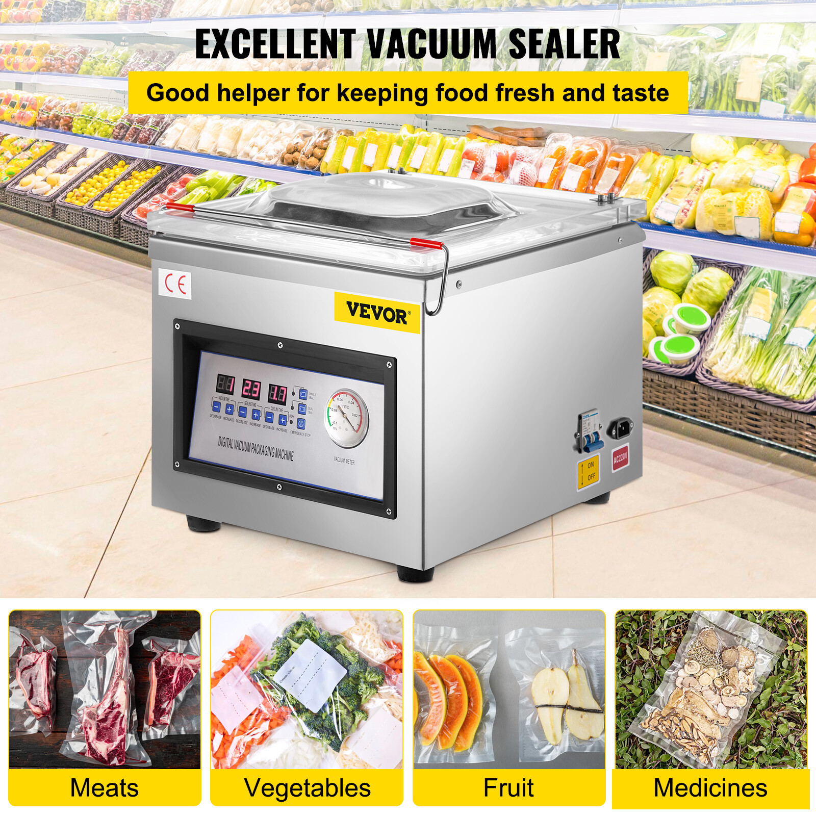 Vacuum Packing Machine DZ260C Industrial Solid Food Chamber Vacuum