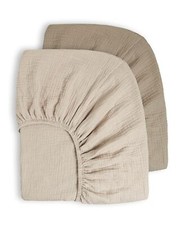 2-Pack 100 Cotton Muslin Crib Sheets Fitted Standard Crib Oat Latte 52"x28"