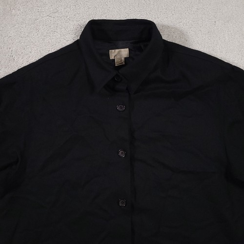 Vintage Wool Button UpShirt Jacket Women’s XL Black 100% Merino Wool Pockets USA - Bild 3 von 15