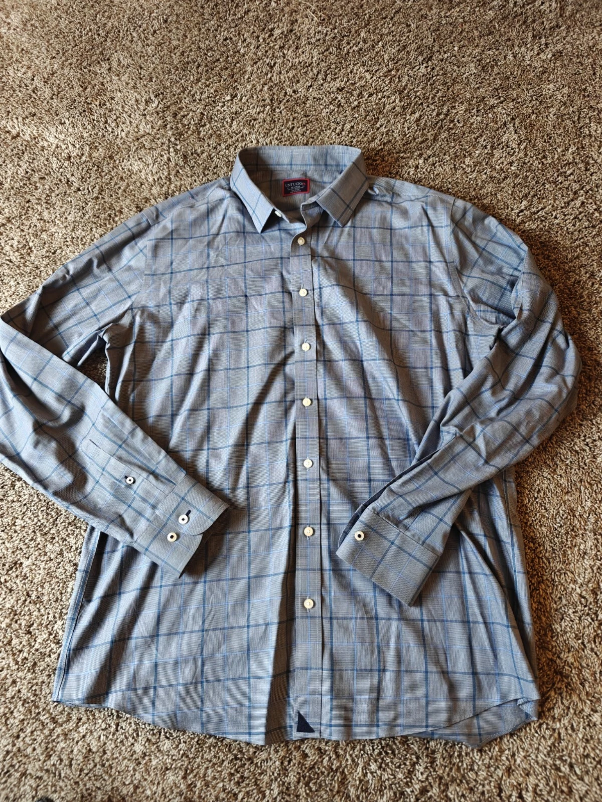 EUC Untuckit Shirt Mens XXL 2XL Tall Long Sleeve Button Navy Casual Cotton
