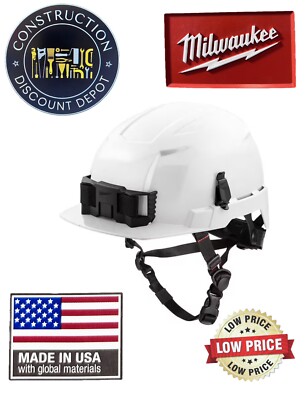 Milwaukee 48-73-1321 White Front Brim Hard Hat Helmet with 