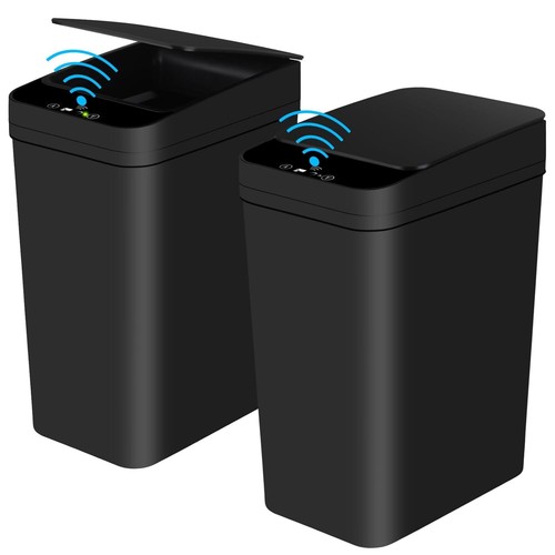 2Pack 2.2Gal Bathroom Automatic Trash Can with Lid Smart for Kitchen, Bedroom