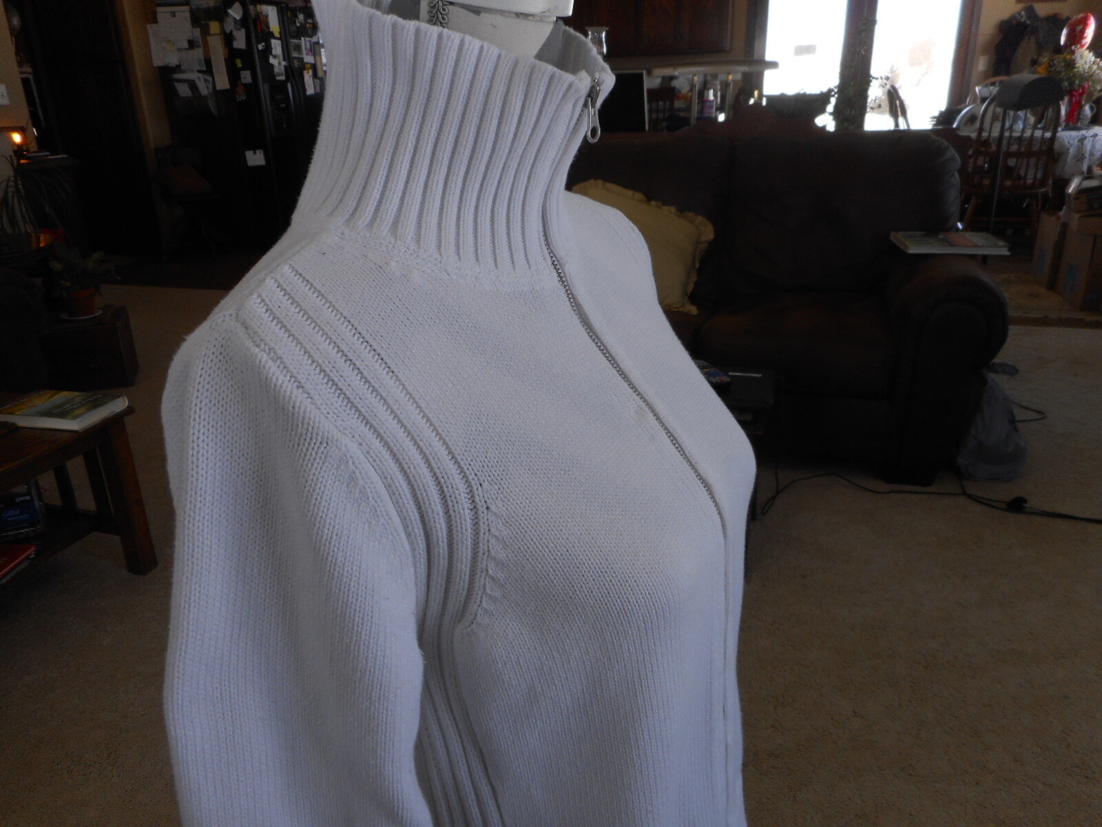 Small Winter White Pendleton Cardigan Sweater Zip… - image 5