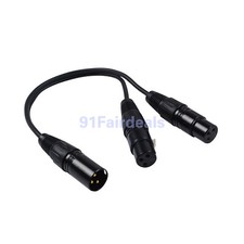 Lot 3-Pin XLR Male Plug to Dual 2 Female Jack Y Splitter Mic DJ Cable Adaptor