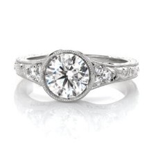 1.30CT White Round Bezel Set CZ Engagement Wedding Ring 925 Sterling Silver