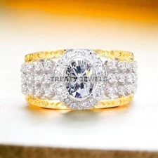 Moissanite Oval Cut Gemstone With 925 Sterling Silver Ring For Men's #A394